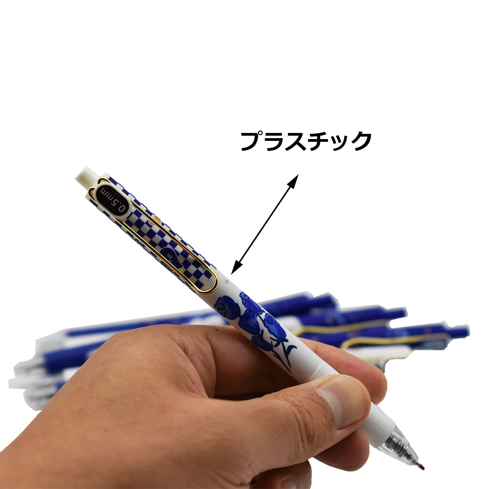 Amazon | Maydahui ブルー ローズ ノック式 ボールペン 0.5mm 黒